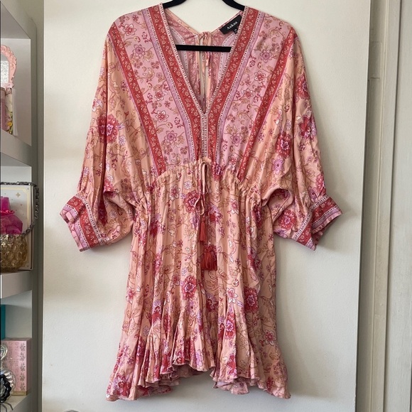 Aakaa Dresses & Skirts - AAKAA|Boho Floral Festival Babydoll Dress withTassel Tie|Medium|GUC minor flaws*